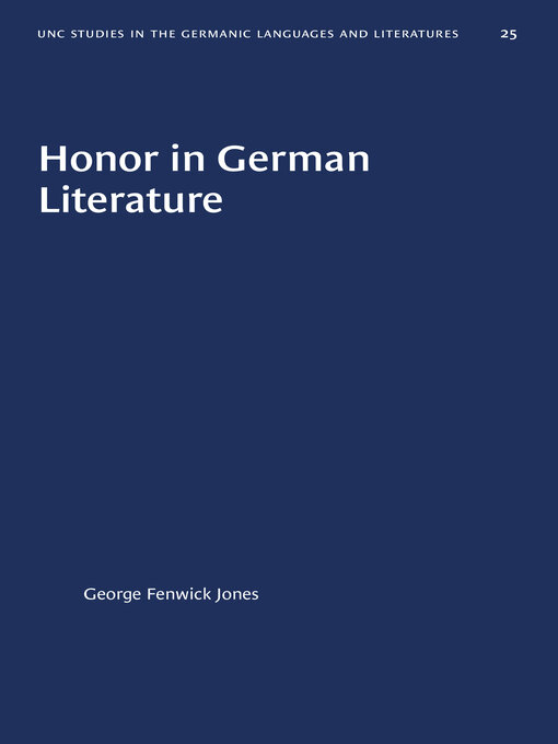 Title details for Honor in German Literature by George Fenwick Jones - Available